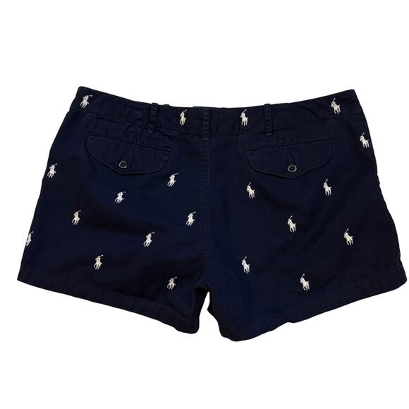 Vintage Ralph Lauren Shorts Womens Size 14 Blue Chino Twill Preppy Pony Logo - Picture 2 of 6